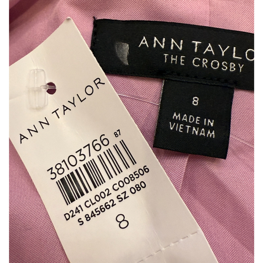 NWT ANN TAYLOR CLEAN LILAC CROSBY TWEED DOUBLE BREASTED BLAZER JACKET SZ 8 - Picture 5 of 7